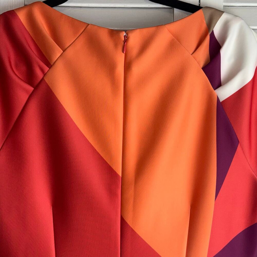 Donna Karan size 12 color block pencil dress orange multicolored Pre-Loved - Picture 9 of 14